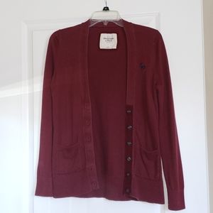 Maroon button cardigan - Abercrombie